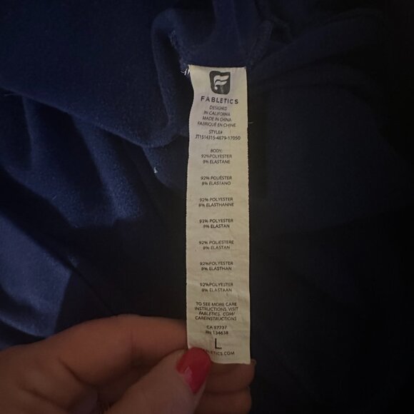 Women's L Fabletics Hoodie Pullover Sweatshirt Fleece Blue Sporty Hooded Active - Picture 5 of 6